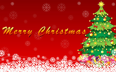 Fototapeta na wymiar A christmas card design with a green christmas tree