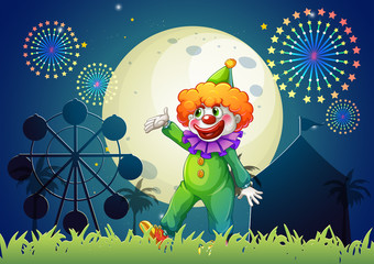 A carnival with a funny clown