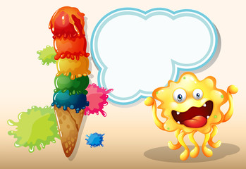 A giant icecream beside the yellow monster with an empty callout