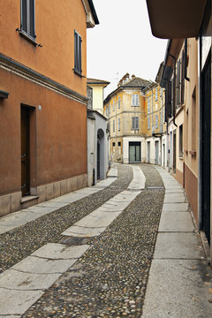 Mortara city centre view color image