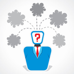 question mark head with paint drop shape message bubble