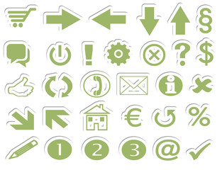 Online Shop Button Symbole grün