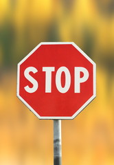 stop sign over autumn background