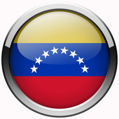 venezuela flag gel realistic metal button on white