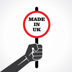 made in uk word banner hold in hand stock vector