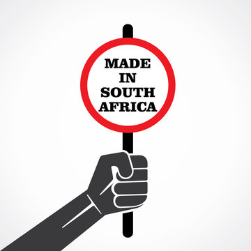 made in south africa banner hold in hand stock vector