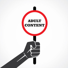 adult content word banner hold in hand stock vector