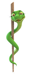 funny medical symbol (caduceus snake with stick)