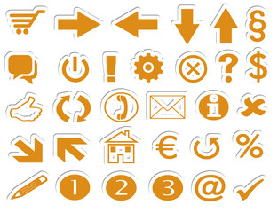 Online Shop Button Symbole orange