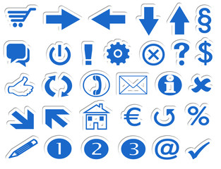 Online Shop Button Symbole blau