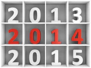 2014 new year shelf with numbers
