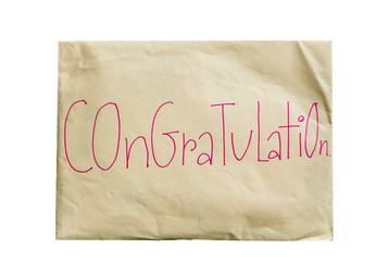 envelope paper with the word congratulation
