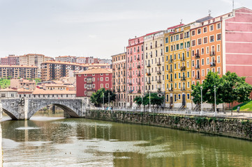 San Anton bridge and Nervion river in Bilbao