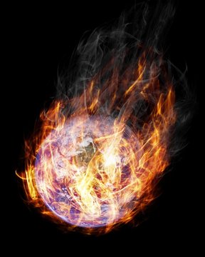 Earth in flames - elements of this image furnished by NASA