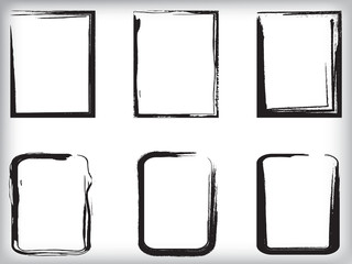 Set of black grunge frames isolated on white background