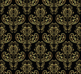 Seamless wallpaper in style retro: gold on charcoal.