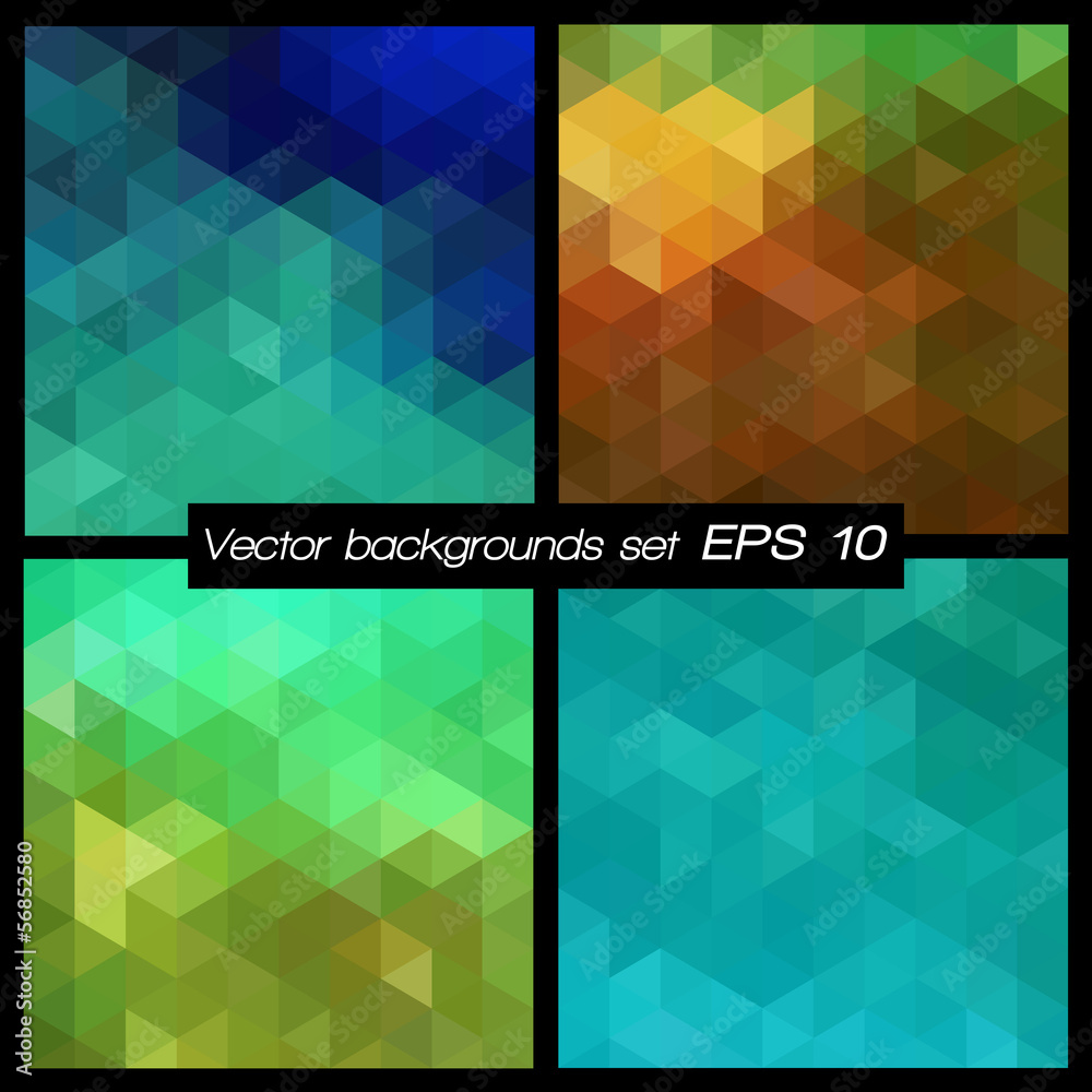 Aufkleber Geometric patterns set. Abstract mosaic backgrounds.