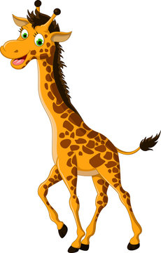 cute giraffe cartoon smiling