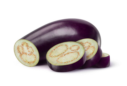 Isolated eggplant. Cut fresh eggplant isolated on white background