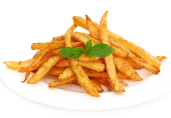 French fry with mint leaves