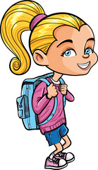 Cute cartoon school girl