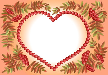 Rowan heart frame. Vector illustration