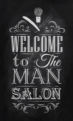 Fototapeta premium Poster Barbershop zapraszamy do salonu man w stylu retro i