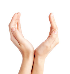 Female hand isolated on white background