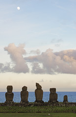 Moai of Tahai, Easter Island, Polynesian culture symbol
