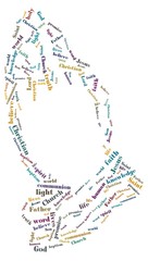Christianity info - word cloud concept.