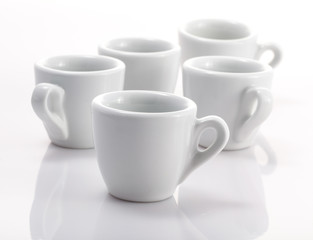 group of espresso cups isolated on a white background