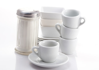 espresso cups and saucers isolated on a white background