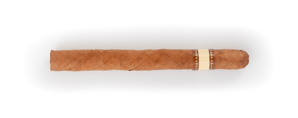 cigar with blank label isolated on a white background