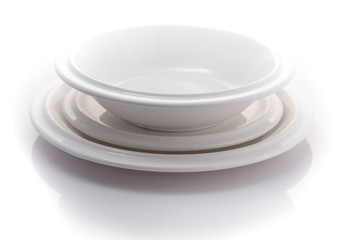 stack of plates isolated on a white background