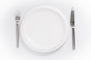 cutlery and disheware isolated on a white background