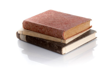 stack of old books isolated on a white background