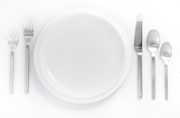 cutlery and disheware isolated on a white background