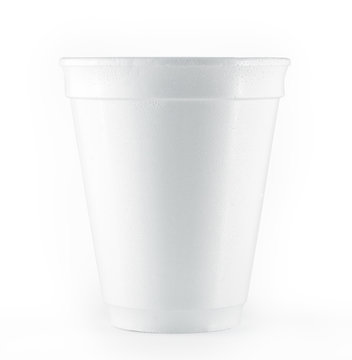 styrofoam disposable white cup isolated on a white background
