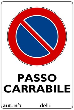 CARTELLO PASSO CARRABILE