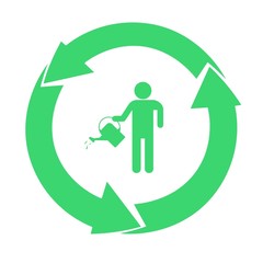 Jardinier dans un symbole du recyclage