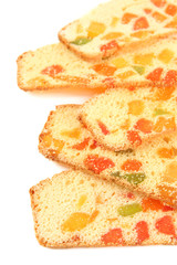 Biscotti with candied fruits, isolated on white