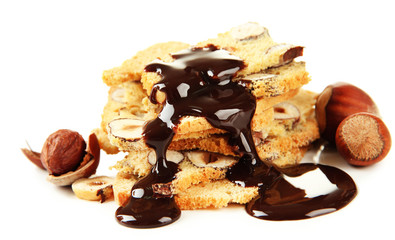 Biscotti with  nuts, isolated on white