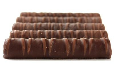 Delicious chocolate bars isolated on white