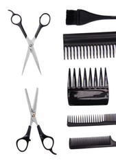 Professional hairdresser tools isolated on white