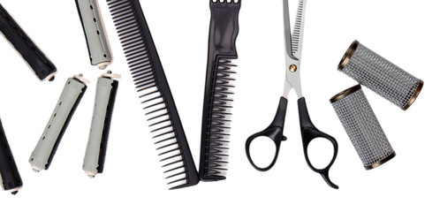 Professional hairdresser tools isolated on white