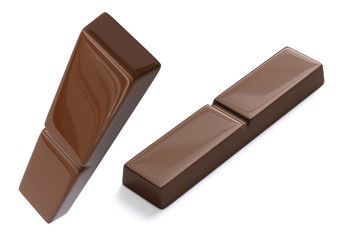 chocolate bars isolated on white background