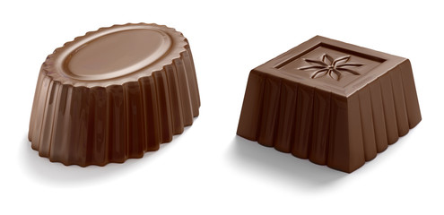 chocolate candies  isolated on white background