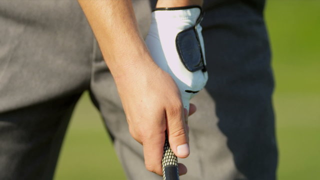 Hands Professional Golfer Gripping Club Correctly