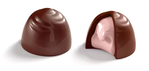 Fototapete Süßigkeiten chocolate candies  isolated on white background