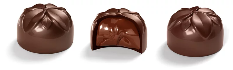 Fototapete Süßigkeiten chocolate candies  isolated on white background
